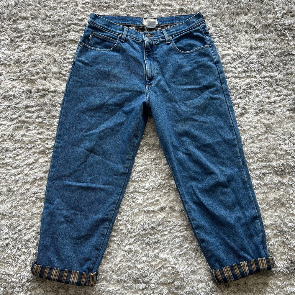 VTG LL Bean Jeans Flannel Lined Men's 34x29 Natural Fit Straight Leg Outdoor